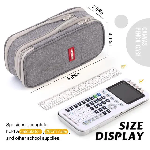 Alt view image 2 of 6 - Big Capacity Pencil Pen Case Office College School Large Storage High Capacity Bag Pouch Holder Box Organizer (Gray)