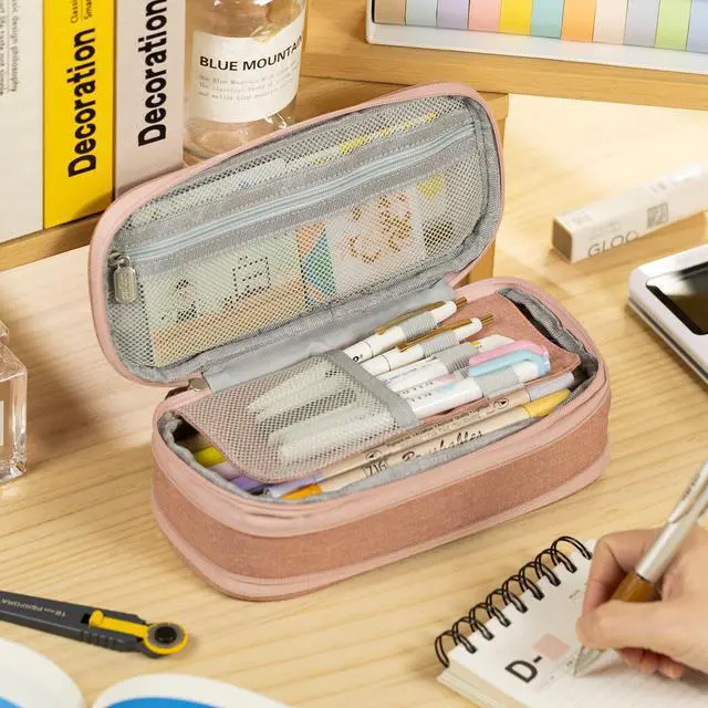 Alt view image 2 of 6 - Big Capacity Pencil Case Large Pencil Pouch Stationery Pen Bag for Teen Girls-Deep Pink