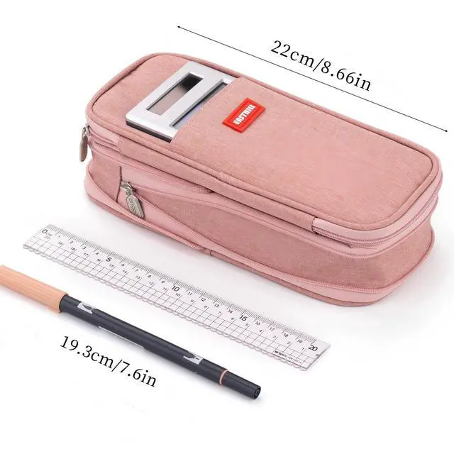 Alt view image 4 of 6 - Big Capacity Pencil Case Large Pencil Pouch Stationery Pen Bag for Teen Girls-Deep Pink