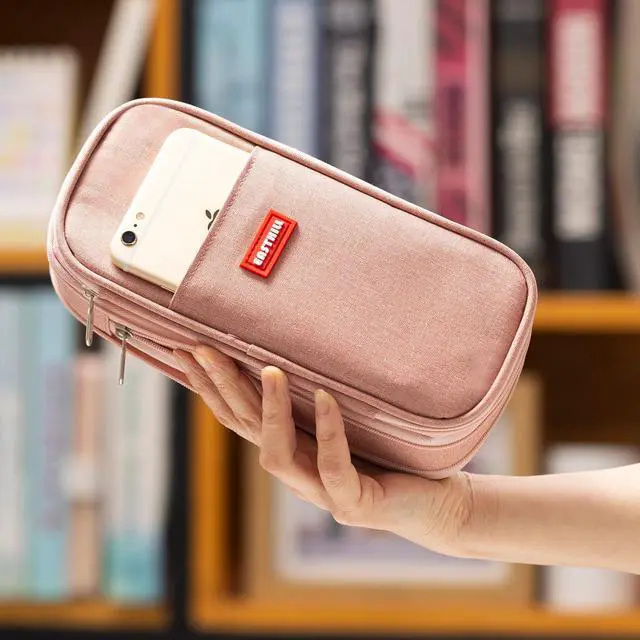 Alt view image 6 of 6 - Big Capacity Pencil Case Large Pencil Pouch Stationery Pen Bag for Teen Girls-Deep Pink