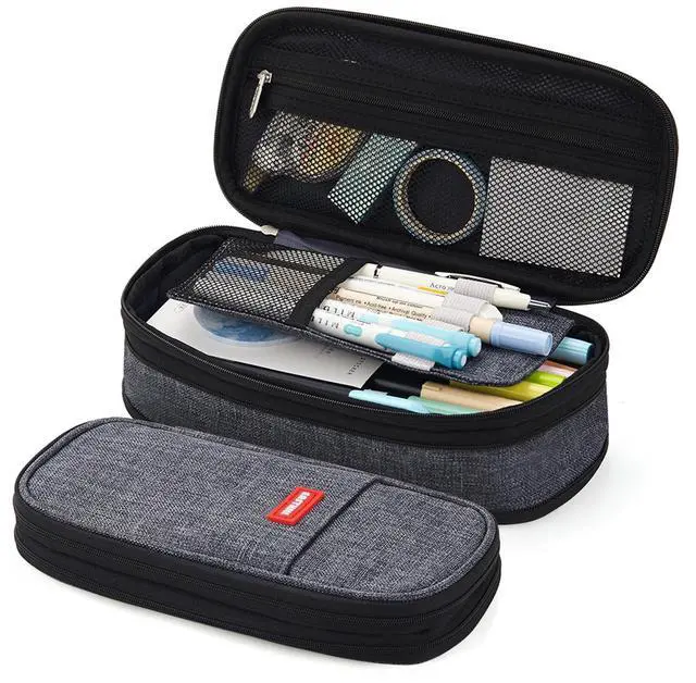 Main image of Big Capacity Pencil Pen Case Office College School Large Storage High Capacity Bag Pouch Holder Box Organizer (Deep Gray)