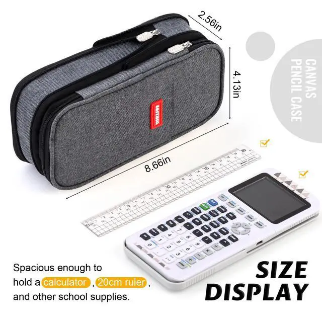 Alt view image 2 of 6 - Big Capacity Pencil Pen Case Office College School Large Storage High Capacity Bag Pouch Holder Box Organizer (Deep Gray)
