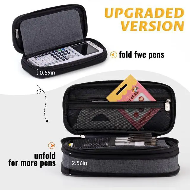 Alt view image 3 of 6 - Big Capacity Pencil Pen Case Office College School Large Storage High Capacity Bag Pouch Holder Box Organizer (Deep Gray)