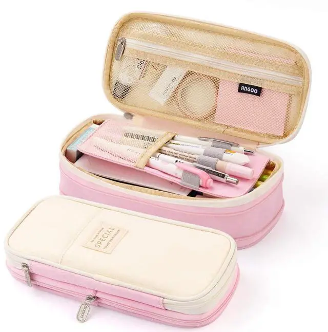 Main image of Big Capacity Pencil Pen Case Office College School Large Storage High Capacity Bag Pouch Holder Box Organizer Blue (Pink)