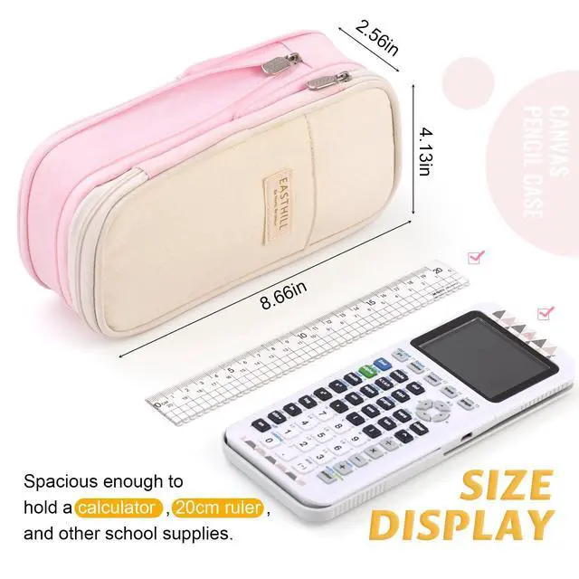 Alt view image 2 of 7 - Big Capacity Pencil Pen Case Office College School Large Storage High Capacity Bag Pouch Holder Box Organizer Blue (Pink)