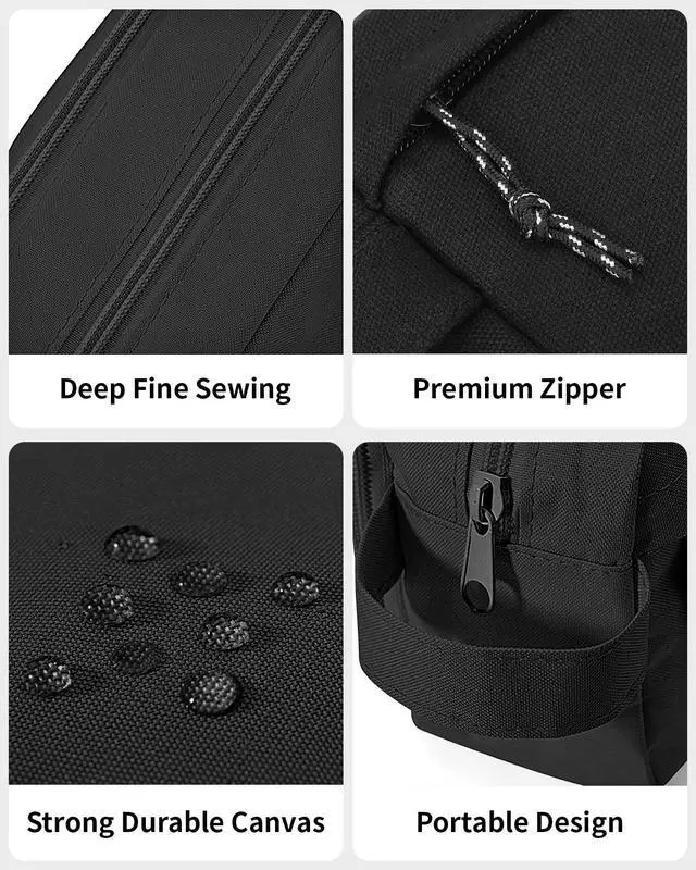 Alt view image 4 of 6 - Big Capacity Pencil Case, Upgraded Canvas Pencil Pouch Large Pencil Bag Organizer, Separate Compartments Easy Grip Handle, Aesthetic Supply for School Teens Adults, Black Pen Case