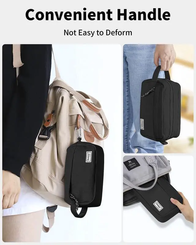 Alt view image 6 of 6 - Big Capacity Pencil Case, Upgraded Canvas Pencil Pouch Large Pencil Bag Organizer, Separate Compartments Easy Grip Handle, Aesthetic Supply for School Teens Adults, Black Pen Case