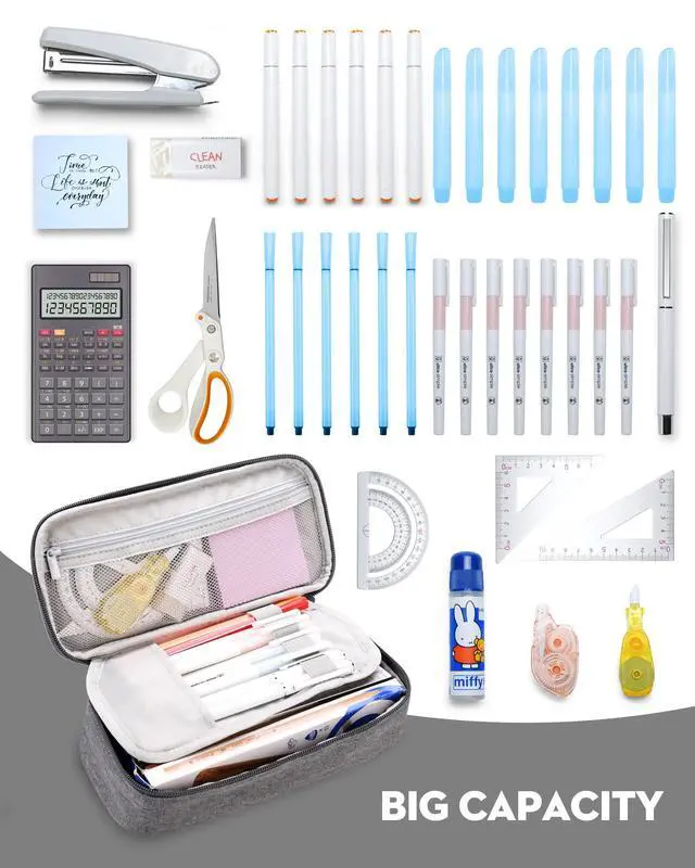 Alt view image 4 of 6 - Pencil Case for Boys Big Capacity Pencil Pouch Bag Box School,Grey