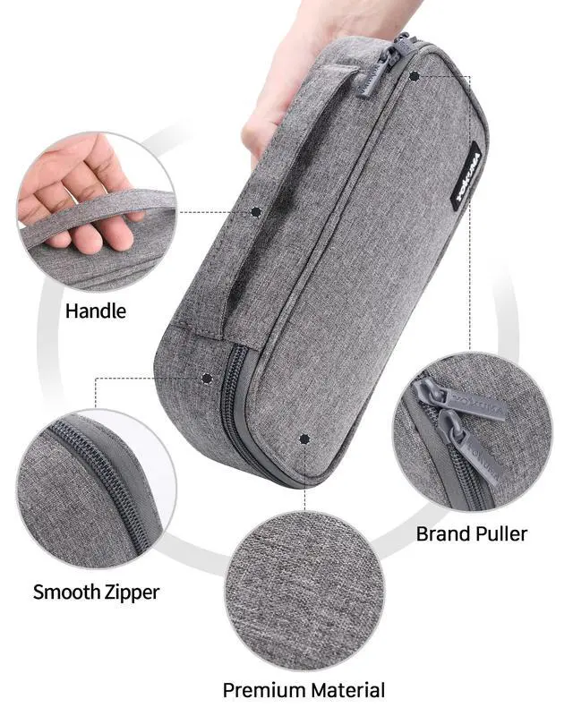 Alt view image 5 of 6 - Pencil Case for Boys Big Capacity Pencil Pouch Bag Box School,Grey