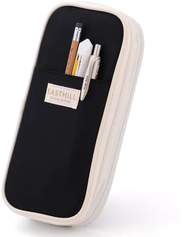 Main image of Big Capacity Pencil Case Large Pencil Pouch Stationery Pen Bag for Teen Girls-Black