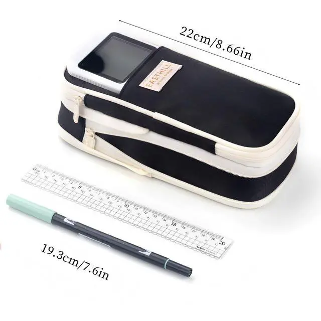 Alt view image 3 of 6 - Big Capacity Pencil Case Large Pencil Pouch Stationery Pen Bag for Teen Girls-Black