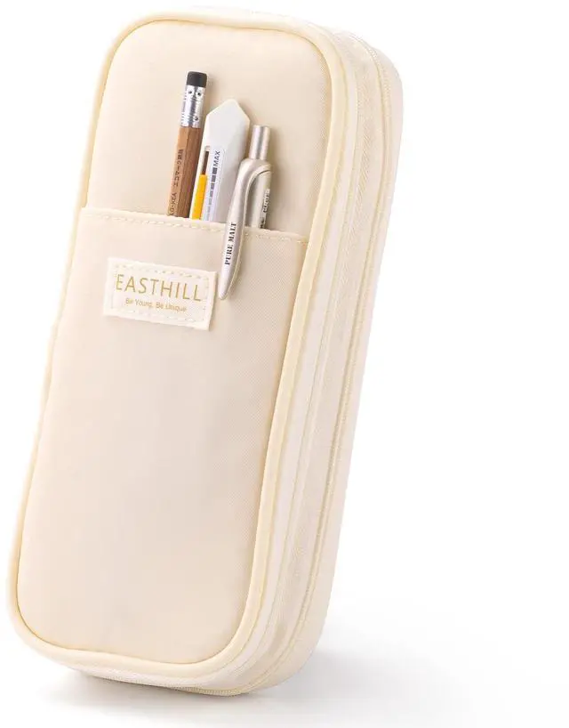 Main image of Big Capacity Pencil Case Large Pencil Pouch Stationery Pen Bag for Teen Girls-Cream