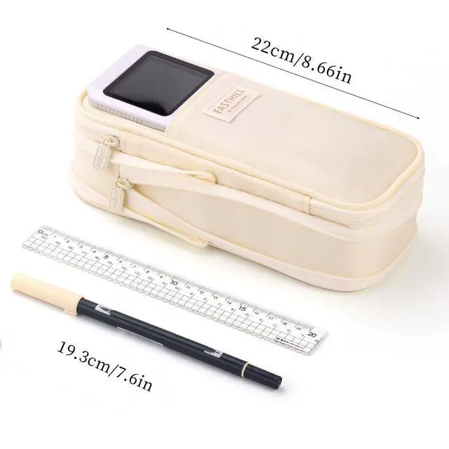 Alt view image 4 of 6 - Big Capacity Pencil Case Large Pencil Pouch Stationery Pen Bag for Teen Girls-Cream