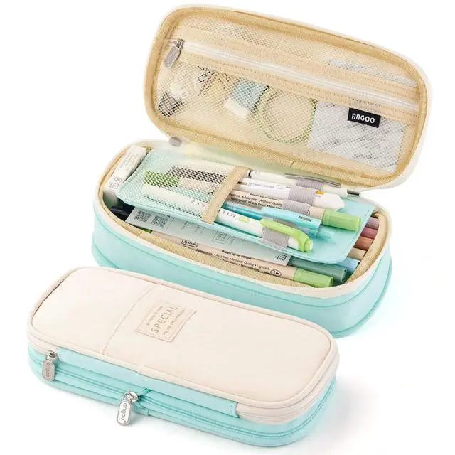 Main image of Big Capacity Pencil Pen Case Office College School Large Storage High Capacity Bag Pouch Holder Box Organizer Blue (Cyan)