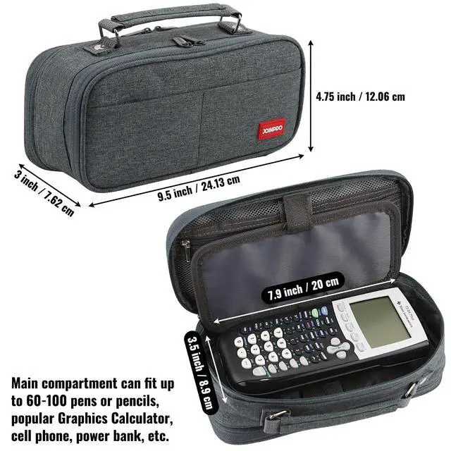 Alt view image 2 of 7 - Large Capacity Pencil Case, 4 Compartment Pen Pouch Organizer with Double Zipper, Storage Bag for School, Office, Teen Girl Boy Men Women (Black Grey)