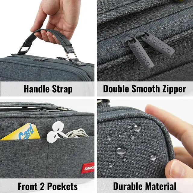 Alt view image 3 of 7 - Large Capacity Pencil Case, 4 Compartment Pen Pouch Organizer with Double Zipper, Storage Bag for School, Office, Teen Girl Boy Men Women (Black Grey)