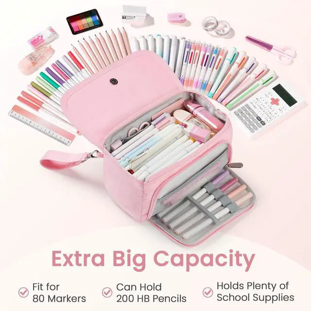 Alt view image 2 of 7 - Super Large Pencil Case, Big Capacity Pencil Bag with 3 Compartments