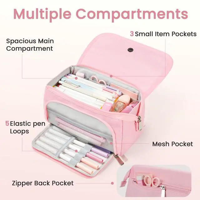Alt view image 3 of 7 - Super Large Pencil Case, Big Capacity Pencil Bag with 3 Compartments