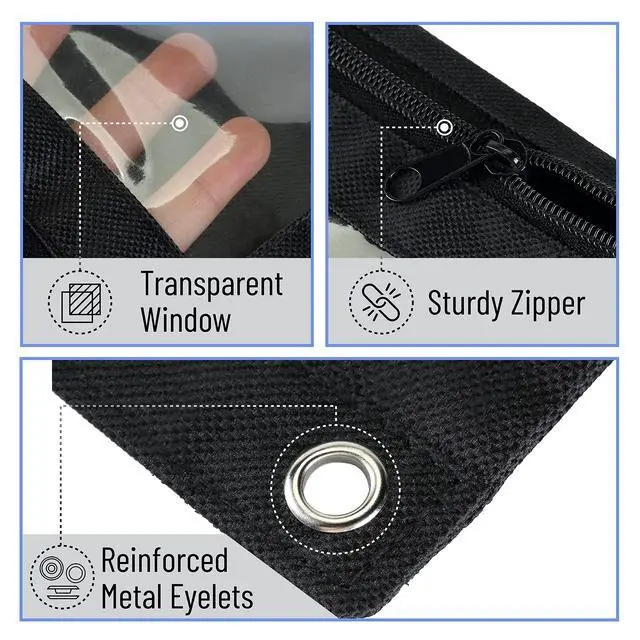 Alt view image 4 of 7 - Pencil Pouch for 3 Ring Binder, 2 Pack, 10"x6.75", Smooth Zipper | Clear Window, Large Capacity Pencil Case with 3 Reinforced Grommets for School, Office, Supplies Storage
