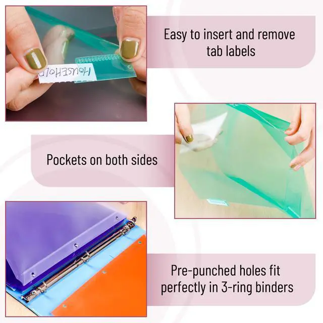 Alt view image 4 of 7 - Binder Dividers with Pockets and Tabs, 8 Pack