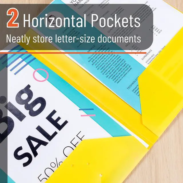 Alt view image 3 of 7 - Plastic Folders with Pockets, 5 pcs | Aesthetic File Folder with Business Card Slot, 2-Pocket Folder, Back to School, Office, Filing Supplies