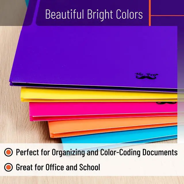 Alt view image 4 of 7 - Plastic Folders with Pockets, 5 pcs | Aesthetic File Folder with Business Card Slot, 2-Pocket Folder, Back to School, Office, Filing Supplies