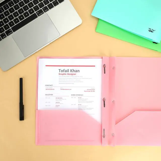 Alt view image 5 of 5 - Plastic Folders with Pockets and Prongs, 5 Pack, Letter Size