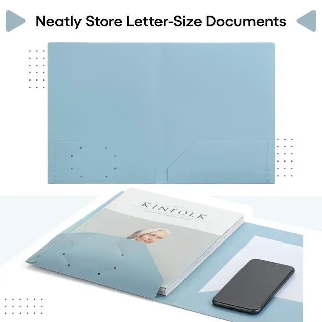 Alt view image 6 of 6 - Plastic Folders with Pockets, 5 pcs | Aesthetic File Folder with Business Card Slot, 2-Pocket Folder, Back to School, Office, Filing Supplies
