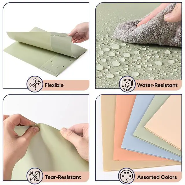 Alt view image 3 of 6 - Plastic Folders with Pockets, 5 pcs | Aesthetic File Folder with Business Card Slot, 2-Pocket Folder, Back to School, Office, Filing Supplies