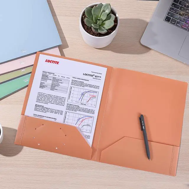Alt view image 4 of 6 - Plastic Folders with Pockets, 5 pcs | Aesthetic File Folder with Business Card Slot, 2-Pocket Folder, Back to School, Office, Filing Supplies