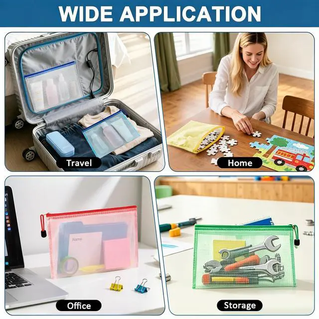 Alt view image 3 of 6 - Mesh Zipper Pouch Bags - A5 Clear Zipper Pouches for Organizing