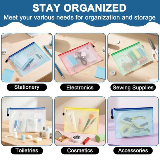 Alt view image 4 of 6 - Mesh Zipper Pouch Bags - A5 Clear Zipper Pouches for Organizing