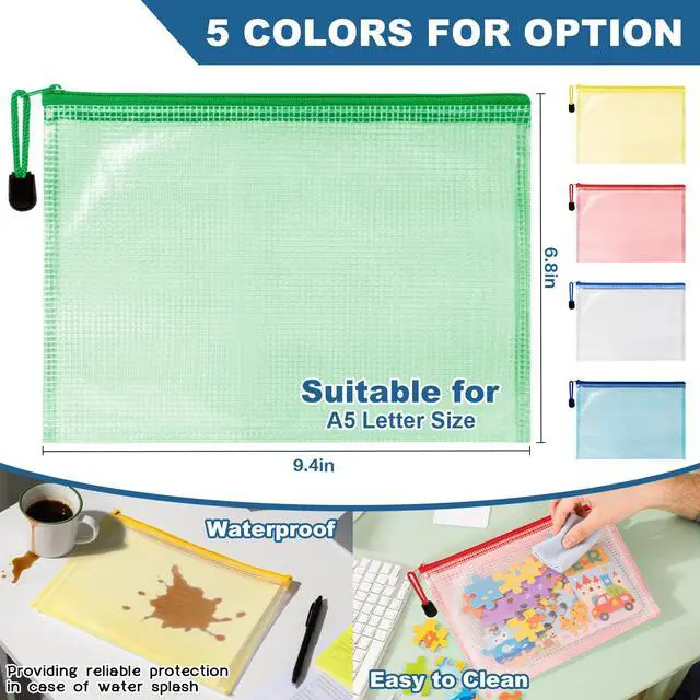 Alt view image 5 of 6 - Mesh Zipper Pouch Bags - A5 Clear Zipper Pouches for Organizing