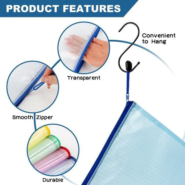 Alt view image 6 of 6 - Mesh Zipper Pouch Bags - A5 Clear Zipper Pouches for Organizing