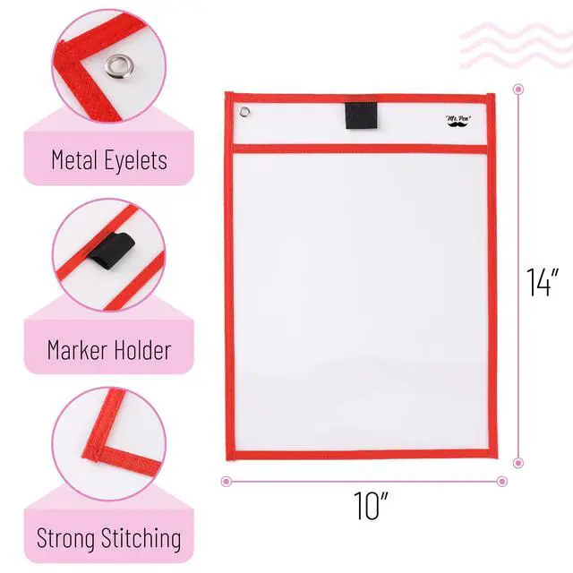 Alt view image 2 of 6 - Reusable Dry Erase Pocket Sleeves, 10" x 14", 6 Pack, Colorful