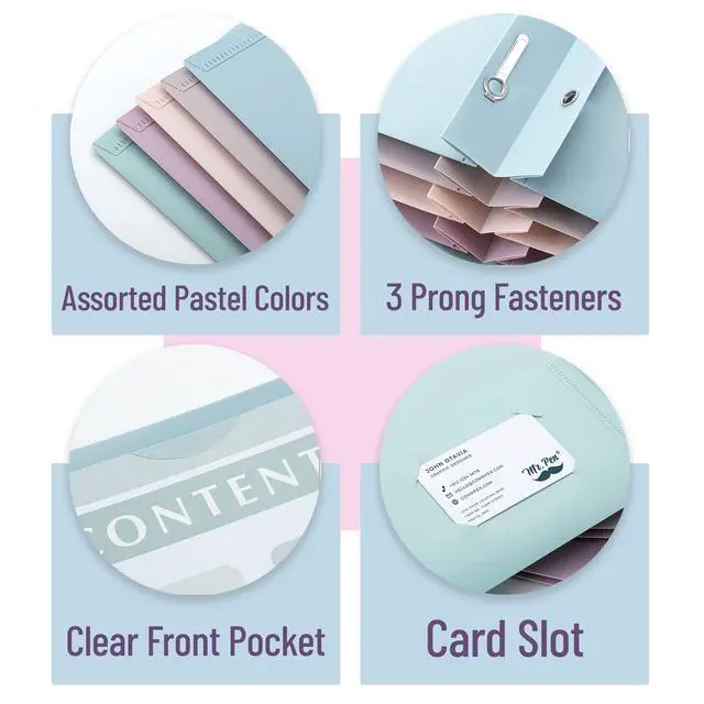 Alt view image 3 of 7 - Plastic Folders with Clear Front Pocket, 5 pcs, Pastel Colors