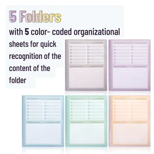 Alt view image 6 of 7 - Plastic Folders with Clear Front Pocket, 5 pcs, Pastel Colors