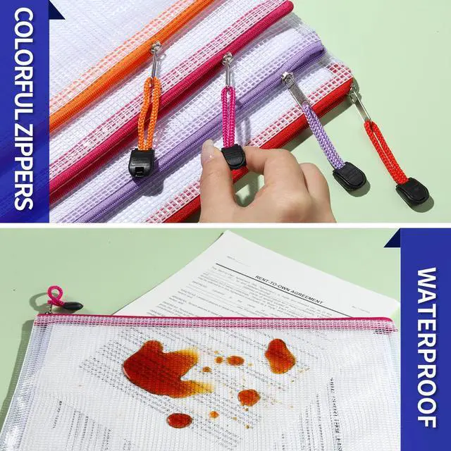 Alt view image 3 of 7 - Mesh Zipper Pouch Bags, 7 Sizes Zipper Pouch, Clear Zipper Pouches for Organization, Mesh Bags with Zipper, Reusable Storage Bags, Travel School Supplies, File Jackets & File Pockets