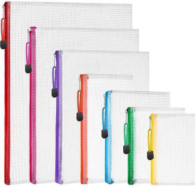 Main image of Mesh Zipper Pouch Bags, 7 Sizes Zipper Pouch, Clear Zipper Pouches for Organization, Mesh Bags with Zipper, Reusable Storage Bags, Travel School Supplies, File Jackets & File Pockets