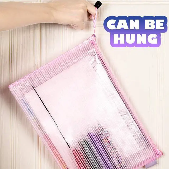 Alt view image 5 of 7 - Mesh Zipper Pouches Bags, 10PCS Zipper Pouch, A4 Mesh Bags with Zipper, Zipper Pouches for Organization, Storage Bags for School Office Travel Supplies, File Jackets & File Pockets