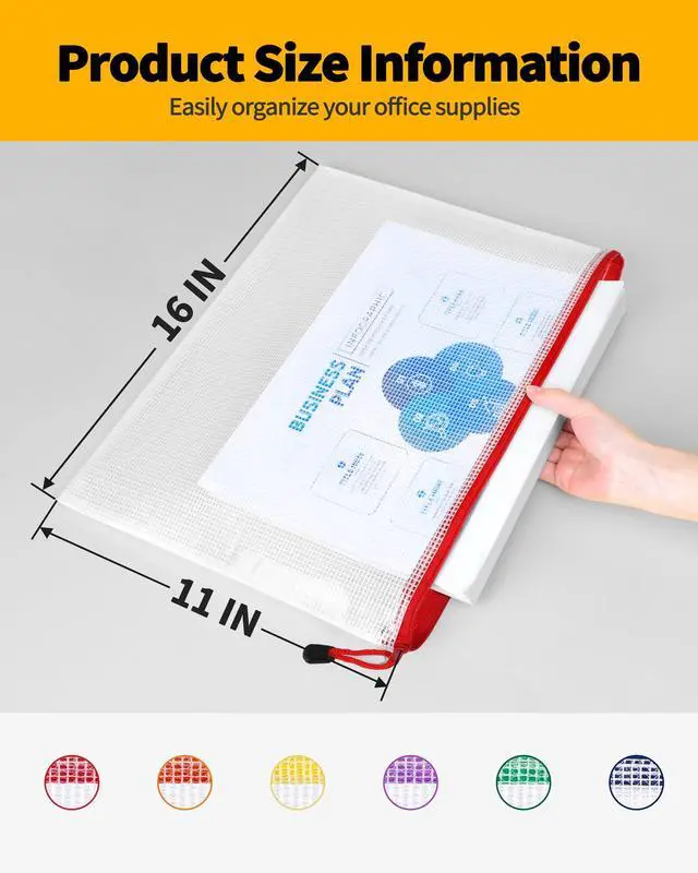 Alt view image 2 of 7 - 12pcs Mesh Zipper Pouch 11x16, Large Storage Bags for Board Game & Puzzle Organizing, Reusable Plastic Zip Organizer for Travel (A3, 6 Colors)