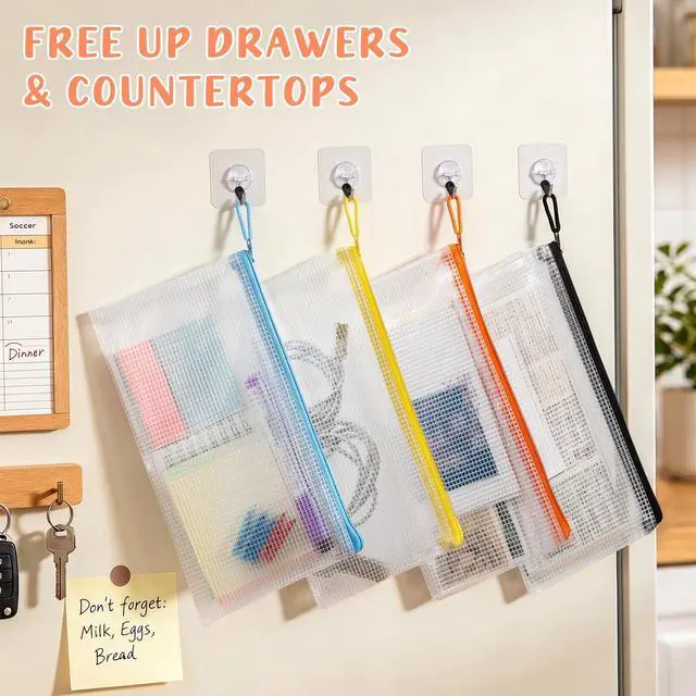 Alt view image 3 of 5 - 24 Pack Pencil Pouches, A6 Waterproof PVC Pencil Bags, 12 Colors Mesh Zipper Pouches for School Supplies, Classroom Organisation, Office Documents & Travel Storage