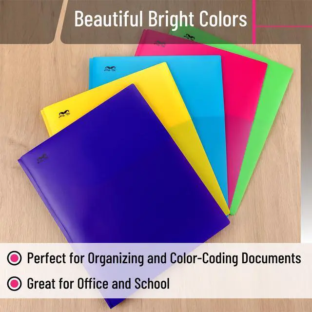 Alt view image 3 of 7 - Plastic Folders with Pockets and Prongs, 15 Pack, Letter Size