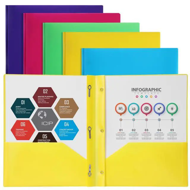 Alt view image 7 of 7 - Plastic Folders with Pockets and Prongs, 15 Pack, Letter Size