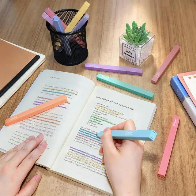Alt view image 7 of 7 - 10Pcs Aesthetic Highlighters, Chisel Tip Marker Pens,Assorted Color Candy Highlighters,No Bleed Bible Highlighter,Cute Pastel Highlighter for Journaling Planner Notes School Supplies