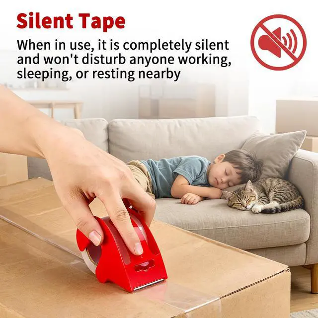 Alt view image 3 of 7 - Silent Heavy Duty Packing Tape with Dispenser, Clear, 3 Pack