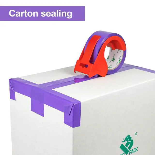 Alt view image 3 of 7 - 3 Rolls Purple Heavy Duty Packing Tape with red Dispenser, Packaging Tape 1.88 Inches x 55Yards, 2.5mil Industrial Shipping Tape for Moving Shipping, Office & Storage