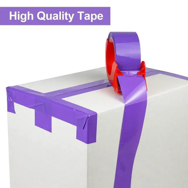 Alt view image 5 of 7 - 3 Rolls Purple Heavy Duty Packing Tape with red Dispenser, Packaging Tape 1.88 Inches x 55Yards, 2.5mil Industrial Shipping Tape for Moving Shipping, Office & Storage