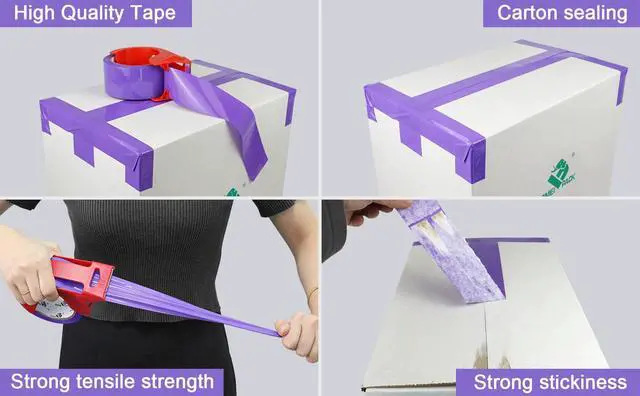 Alt view image 7 of 7 - 3 Rolls Purple Heavy Duty Packing Tape with red Dispenser, Packaging Tape 1.88 Inches x 55Yards, 2.5mil Industrial Shipping Tape for Moving Shipping, Office & Storage