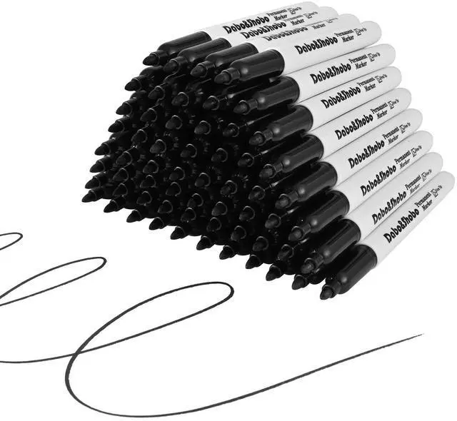 Main image of 60 Pack Black Permanent Markers, Fine Point, Assorted Colors, Works on Plastic,Wood,Stone,Metal and Glass for Doodling, Coloring